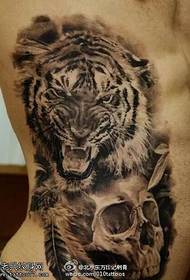 Fierce tiger skull tattoo pattern