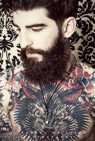 Sexy bearded wolf tattoo pattern