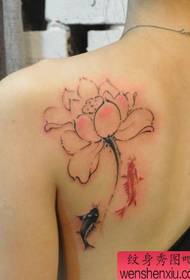 Girls shoulders look good pop ink lotus squid tattoo pattern