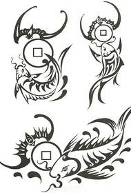 Chinese style squid totem tattoo manuscript