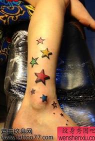 Beautiful female five-pointed star tattoo pattern
