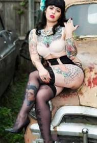 Female fat tattoo - a group of European and American confident fat woman tattoo pictures