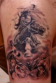 Horseback scary warrior tattoo pattern