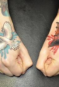 Left hand eagle right hand bat tattoo illustration