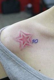 Női tetoválásmintázat: Vállszínű Pentagram tetoválásmintás tetoválásminta