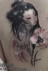 Cute classical beauty lotus flower tattoo pattern