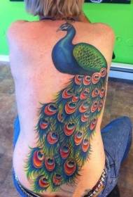Colorful peacock tattoo pattern