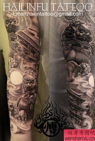 Arm super handsome cool stone lion tattoo pattern
