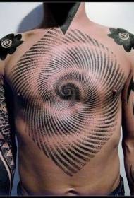 Chest black gray point thorn hypnosis graphic tattoo pattern