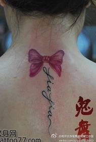 Beauty neck bow letter tattoo pattern