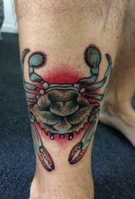 Male legs water color crab tattoo pattern