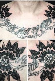 MAMA gyönyörű és klasszikus szív tetoválás kard- és virágtetoválással