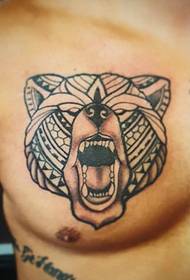 Mužské multi-styl dominantní medvěd tetování vzor