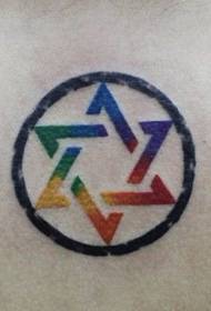 Ženski vzorec tatoo: Barvna slika tatoo s šestimi zvezdicami