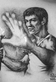 Ilana Imọlẹ Bruce Lee: Pada Bruce Lee Tattoo Pattern Tattoo Aworan