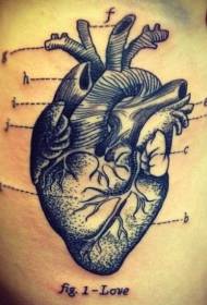 Exquisite heart tattoo pattern for men's waist