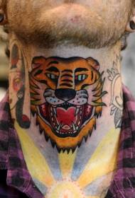 Szyja żółty tygrys głowa kreskówka wzór tatuażu