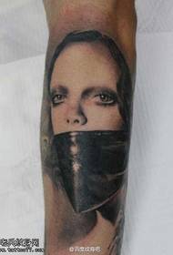 Arm masked woman tattoo pattern