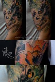Male arm popular cool Tang lion tattoo pattern
