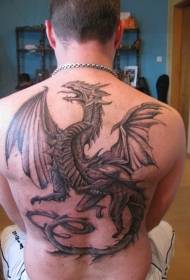 Muž späť drak tetovanie vzor