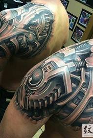 Trendy man must dress up mechanical tattoo