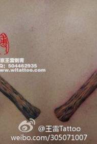 Cool handsome handsome axe tattoo on male back