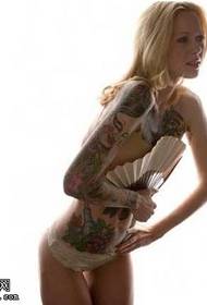 White hair woman tattoo pattern