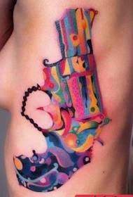 A girl's side waist is a popular alternative pistol tattoo pattern