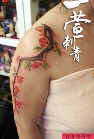 Beautiful pop color peach tattoo pattern with arms