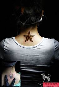 Beautiful neck beautiful leopard five-pointed star tattoo pattern