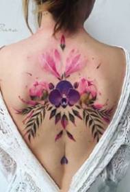 Female exclusive set of water color floral plant tattoo patterns