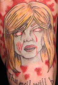 Colored ugly zombie woman tattoo pattern