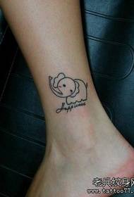 Cute little elephant tattoo pattern at the girl's ankle
