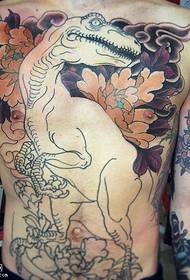 Patrón clásico de tatuaje de dinosaurio
