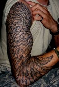 Black wings arm tattoo pattern