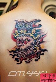 Boy's handsome back Sun Wukong avatar tattoo pattern