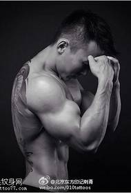 Muscular man classic tattoo pattern
