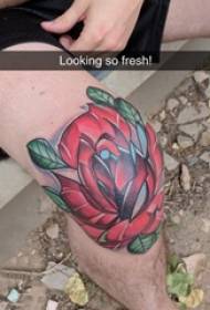 Glúine cailín Flower tattoo ar phictiúr tattoo bláthanna