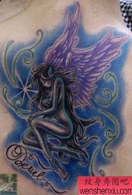 Modello di tatuaggio femminile: immagine del tatuaggio del modello del tatuaggio delle ali di elfo di colore del collo