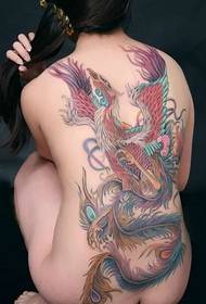 Four female back phoenix beibufenghuang tattoo illustration