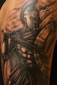 Spartan warrior black tattoo pattern