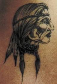 Shoulder gray old indian woman tattoo pattern