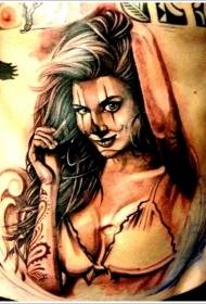 Vatsa realistinen valokuva seksikäs nainen tatuointi malli