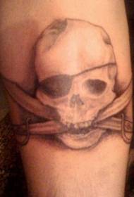 Arm brown pirate skull tattoo pattern