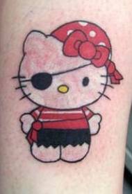 Arm color cartoon kitty cat pirate tattoo pattern