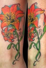 Yellow lily tattoo pattern