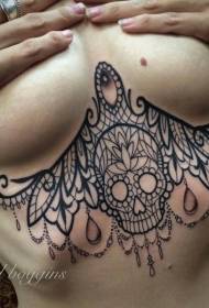 Elegant swarte tatoeëringspatroon fan skull