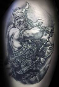 Big arm black fantasy world battle samurai tattoo pattern