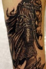 Black gray warrior tattoo pattern