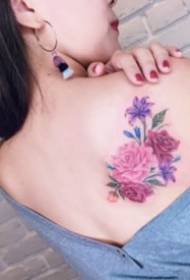 A set of small fresh tattoos for girls in purple